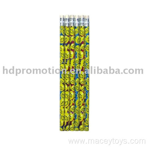 7 Wooden Printing HB Pencil With Rubber Tip